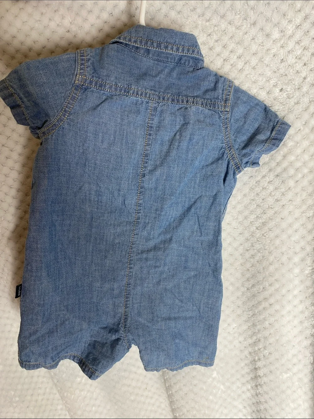 Baby Gap Short-Sleeve Chambray Denim Romper Outfit Light Blue